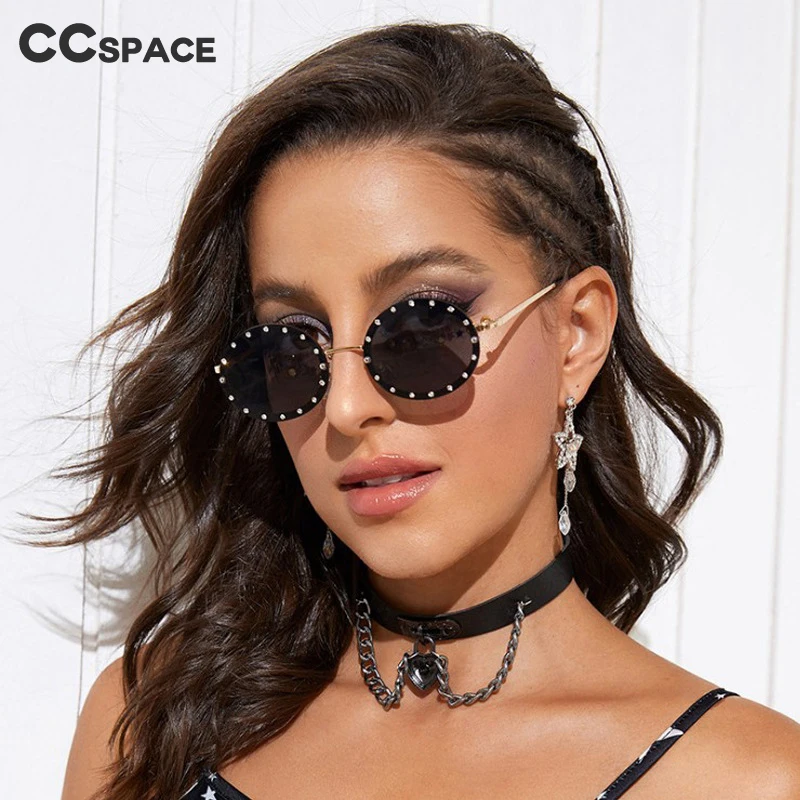 46127 Luxury Diamond Frame Sunglasses Women Fashion Small Size Oval Sunshade Vintage Protection Shades Uv400