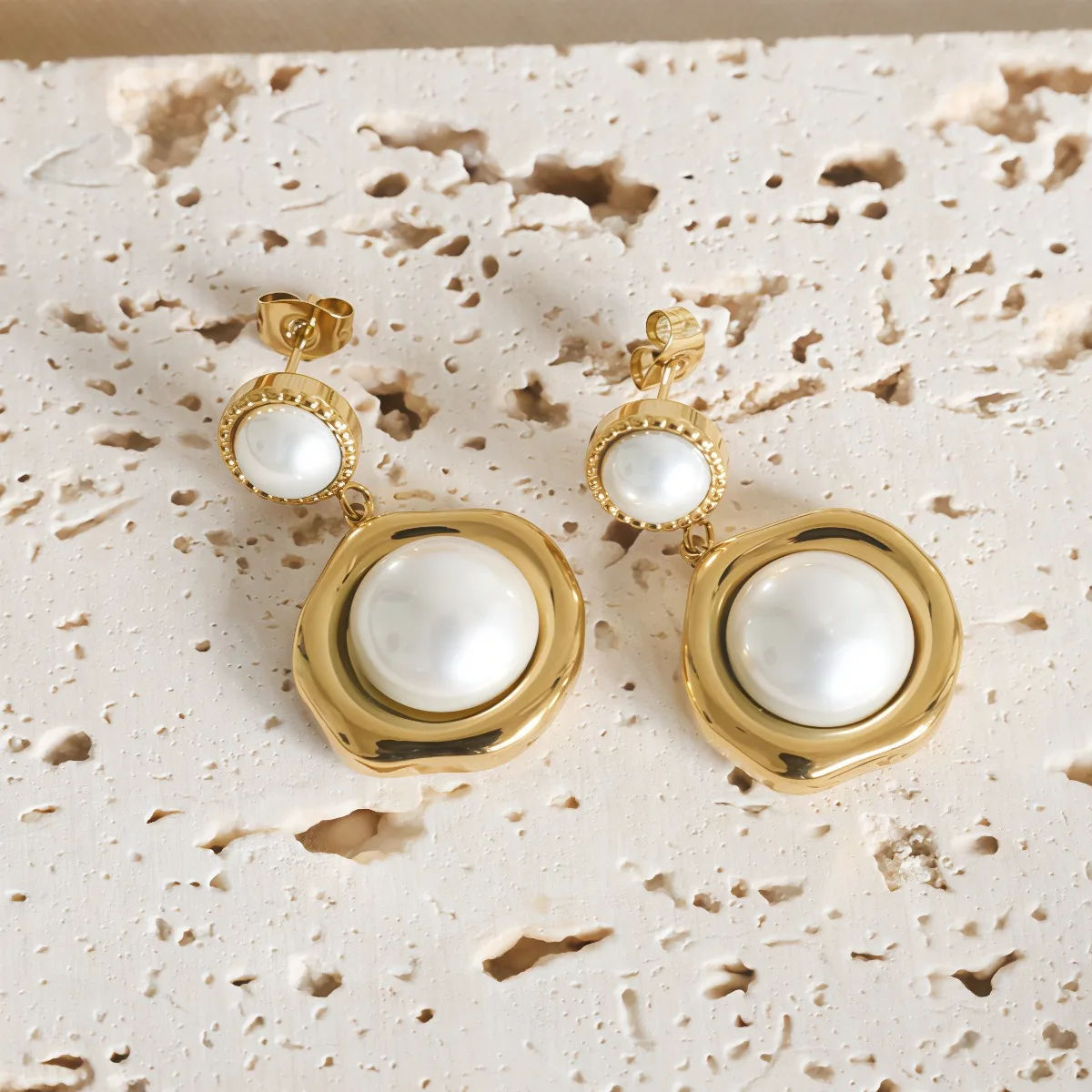 

Роскошные серьги с нерегулярными двойными жемчужинами, позолоченные, винтажные, модные украшения для женщин