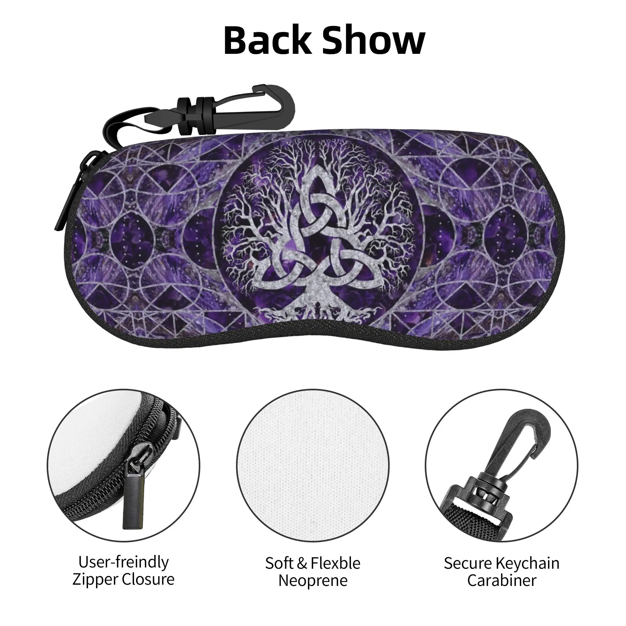 Tree Of Life with Triquetra Amethyst Glasses Case Unisex Anti-Fall Accessories Sunglasses Storage Box Gift Eye Contacts Case