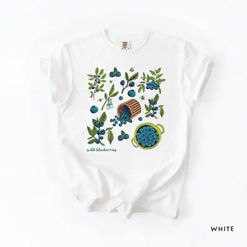 Blueberry Shirt Fruit Tee, Foodie Graphic Tee, Gift for Blueberry Lover, Unisex T-shirt, Farmer's Market Tees