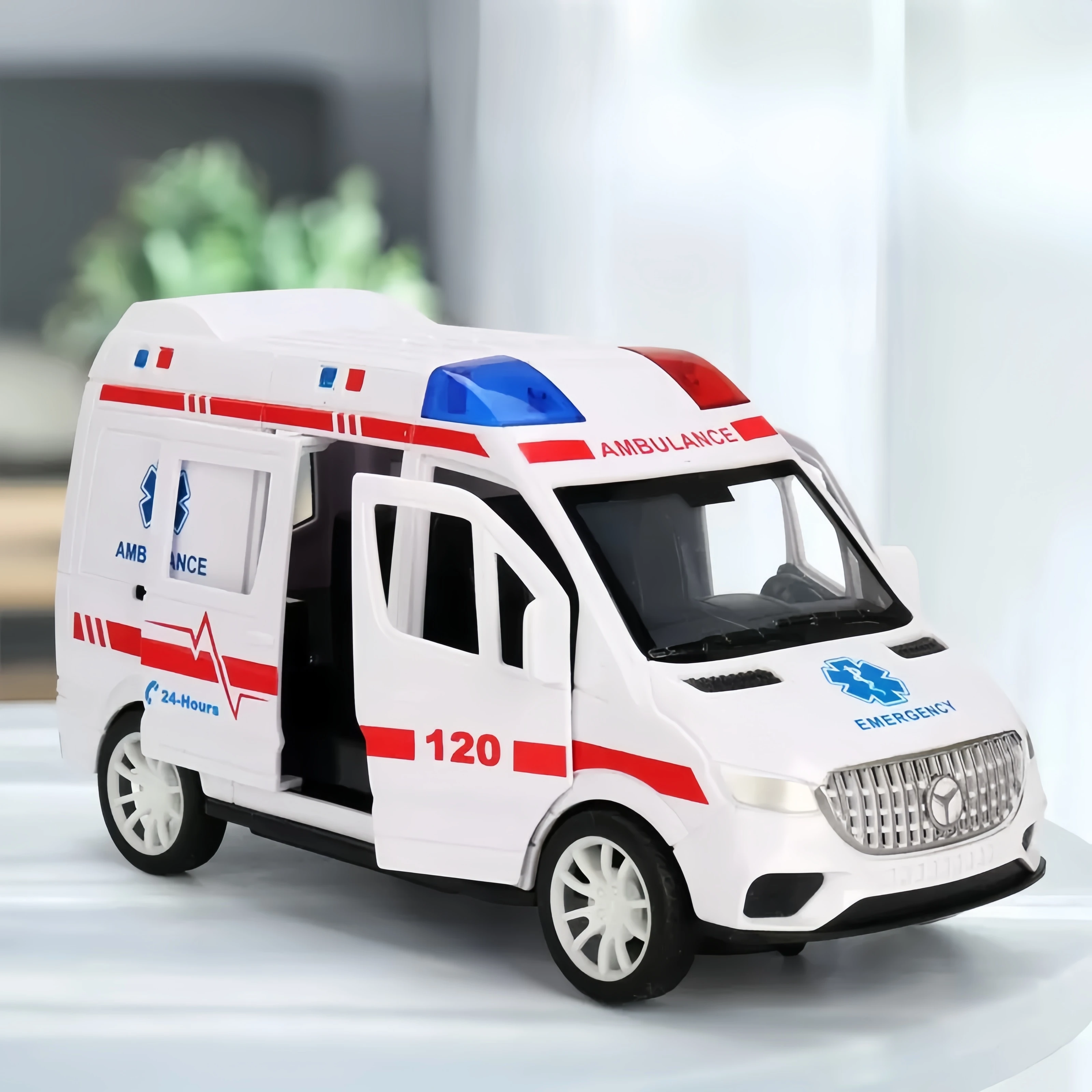 

Детская модель скорой помощи, игрушечные машинки, модели освещения и музыки, игрушки для моделирования скорой помощи, украшения для автомобилей, идеальный Крис