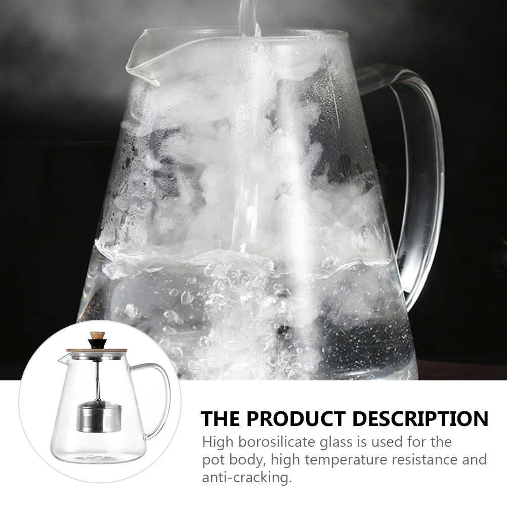 

1pc Stainless Steel Inner Liner Glass Teapot Heat Resistant Tea Kettle Smooth Pour Spout Elegant Handle Home Office Kitchen