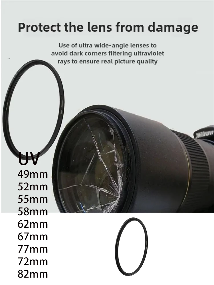 NEW UV Filter Protective Lens 43 49 52 55 62 67 77 82mm For Canon Nikon Sony DSLR Cameras Clear Optics Enhance Image Quality