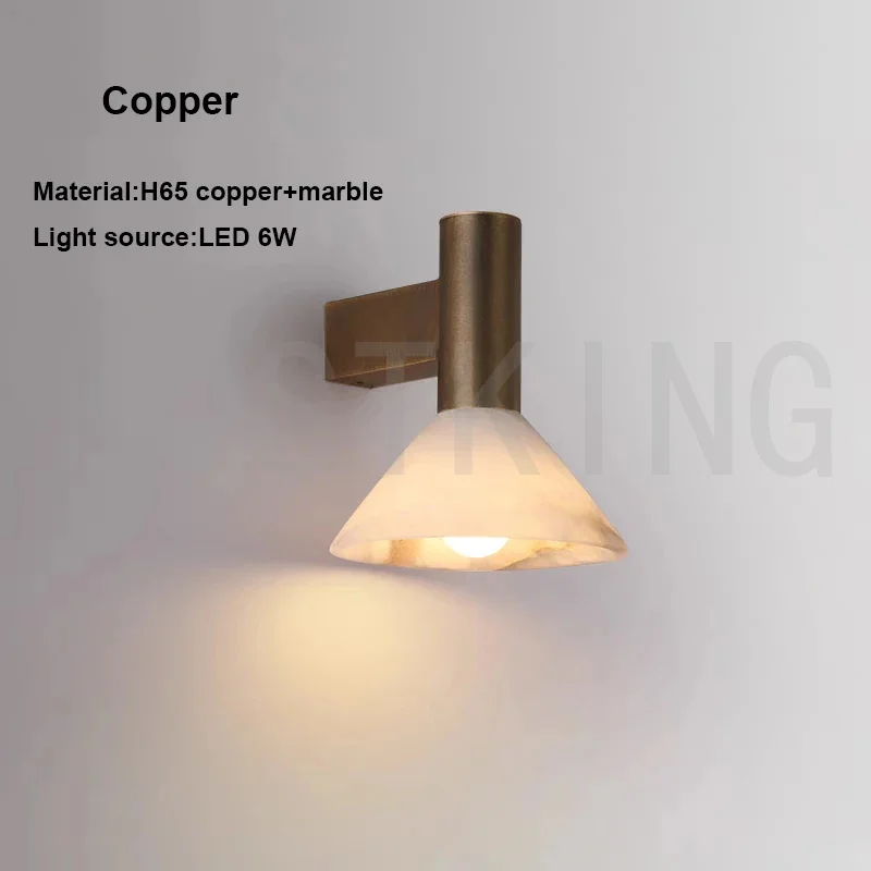 Italiaanse retro lichte luxe marmeren wandlamp minimalistische gang trap woonkamer achtergrond muur slaapkamer nachtkastje decor lamp