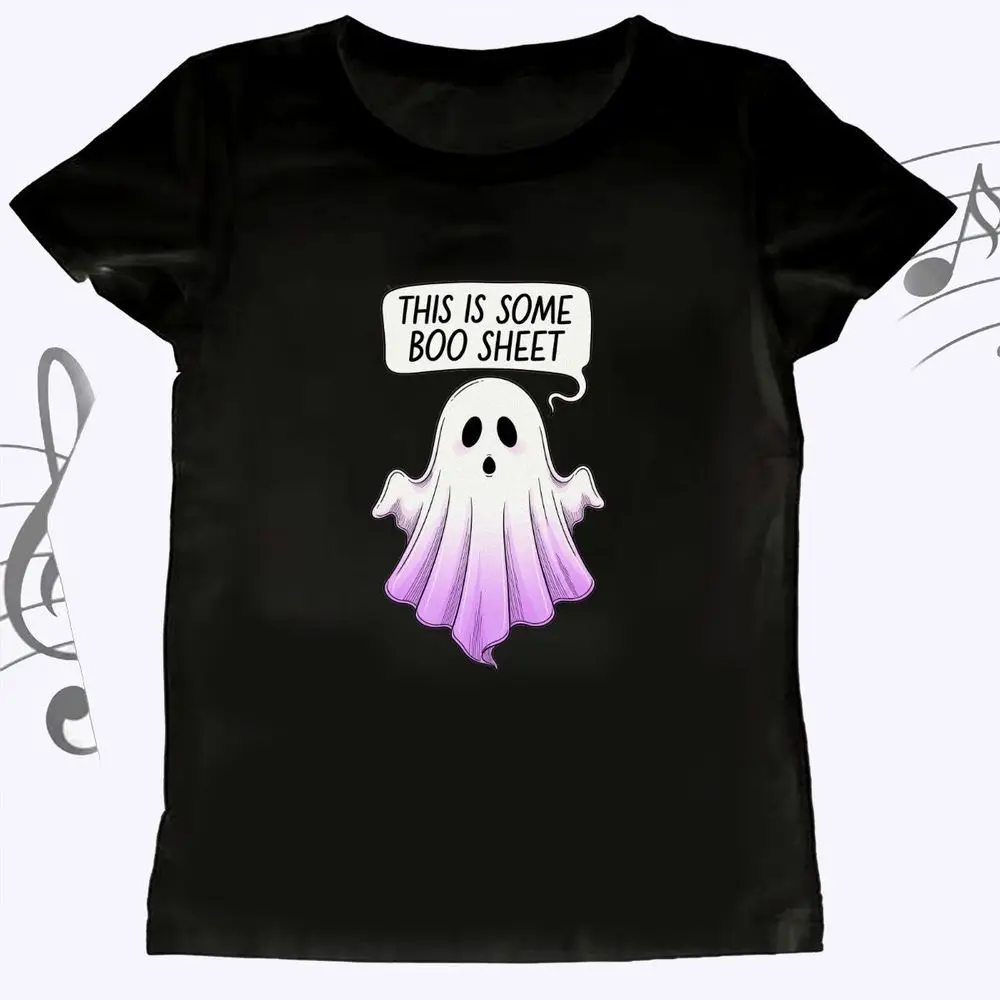 Wacky Ghost Graphic Women's Summer Top This Is Some Boo Sheet Letter Print T-shirt Summer Harajuku Cute Aesthetic Kawaii Clothes