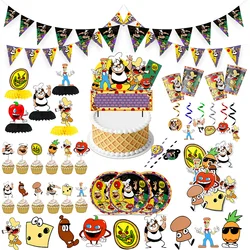 Game Pizza Tower Disposable Birthday Party Decoration Paper Cup Plate Tablecloth Girl and Boy Supplies Brooch Cake Topper Straw