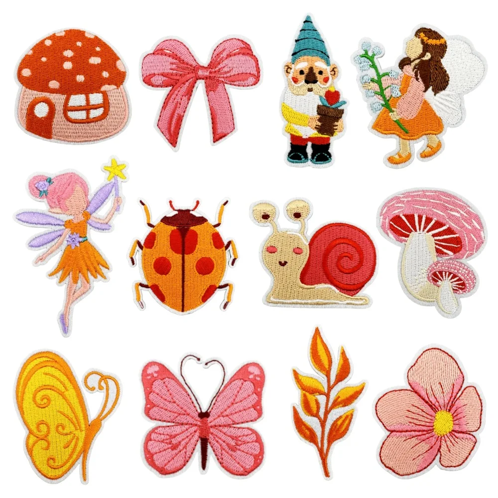 Cartoon Fairy Flower Butterfly Emblem Clothing Accessories Badge Sticker Embroidered Embroidery Sticker Iron-on Patches