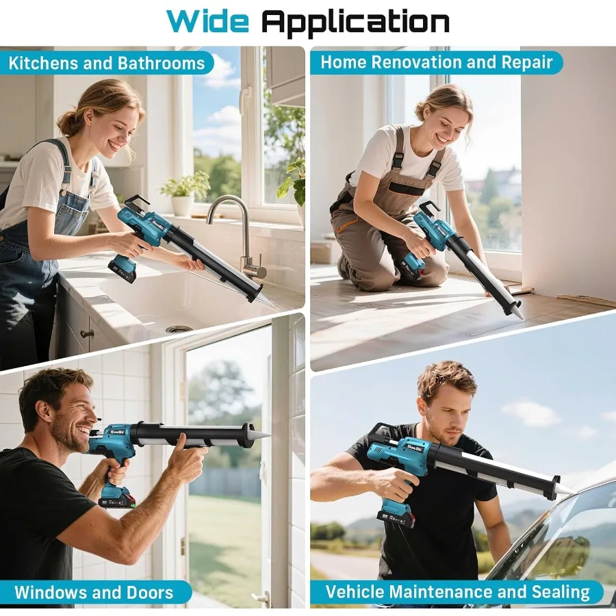 Pistola per calafataggio elettrica SEESII Pistola per calafataggio a batteria da 29 once con batteria da 2000 mAh per applicazioni professionali di sigillatura e riempimento Ste