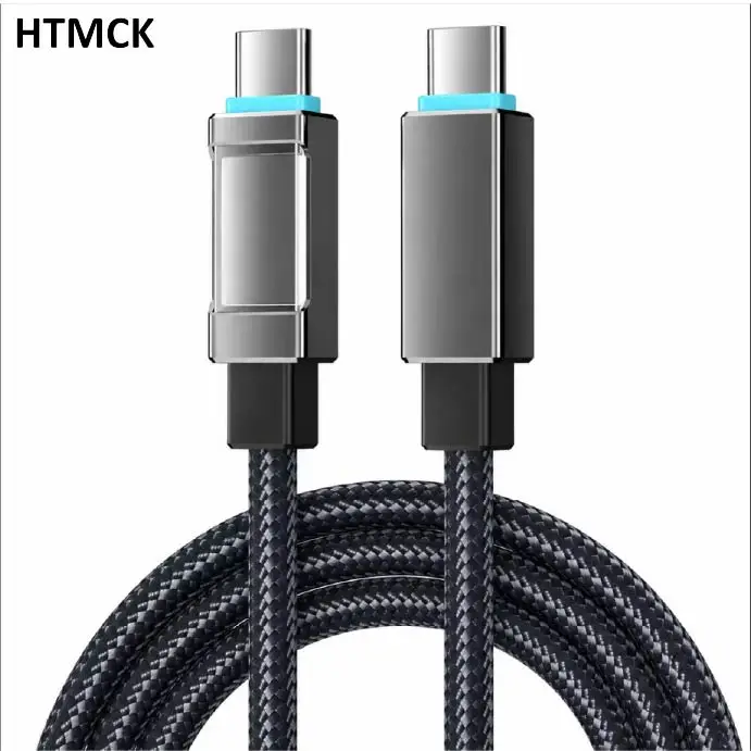 Podwójny kabel do szybkiego ładowania z portami USB-C, 1,5 m, kabel do przesyłania danych z oplotem i złączami ze stopu aluminium, kompatybilny z urządzeniami USB-C.