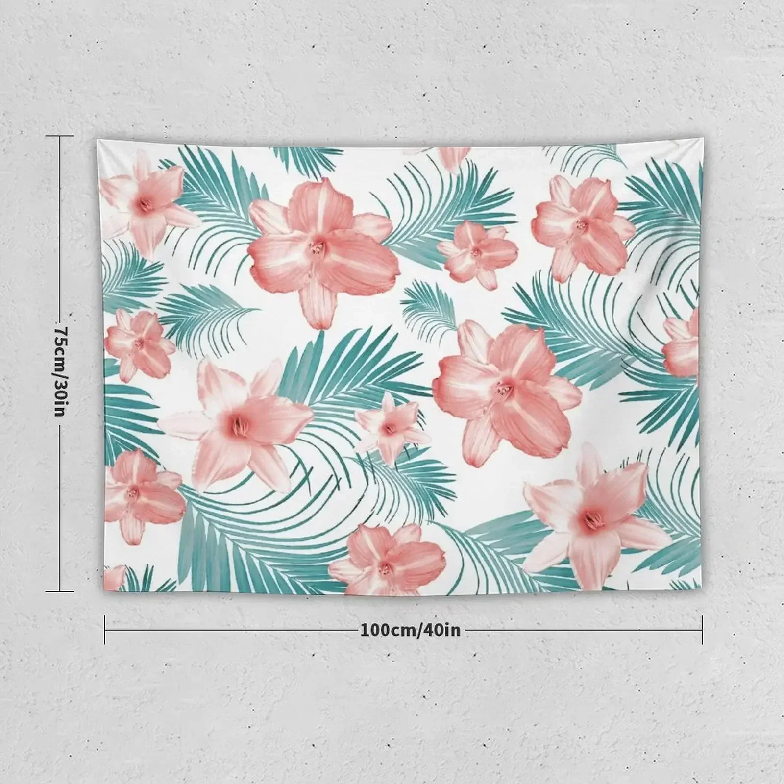 Tropical Flowers Palm Leaves Finesse #2 #tropical #decor #art Tapestry Wall Hangings Decoration Wall Decor Hanging Tapestry