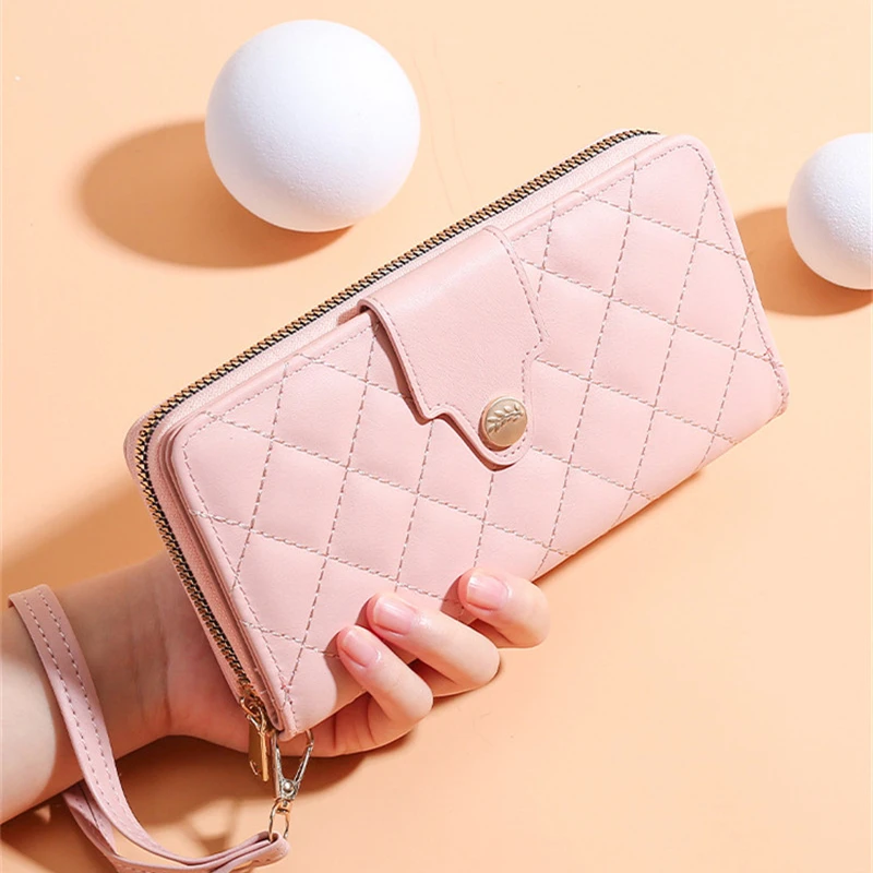 

Women PU Leather Luxury Wallets with Zipper Female Solid Color Coin Purse Credit Card Money Holders Passport Bags Pockets