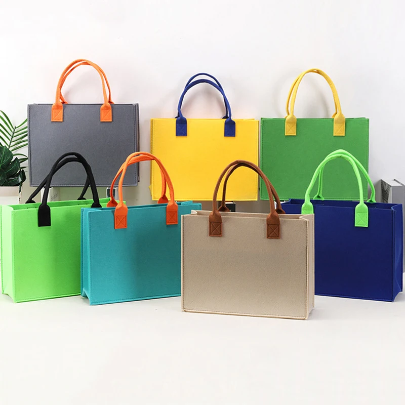 

Thickened Spliced Felt Tote Bag Large Capacity Storage Gift Accessory Durable Eco-Friendly Bag for Storage And Gifting