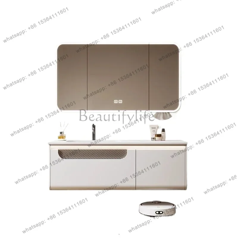 

Light luxury French retro cream wind ceramic integrated basin bathroom cabinet combined toilet washstand