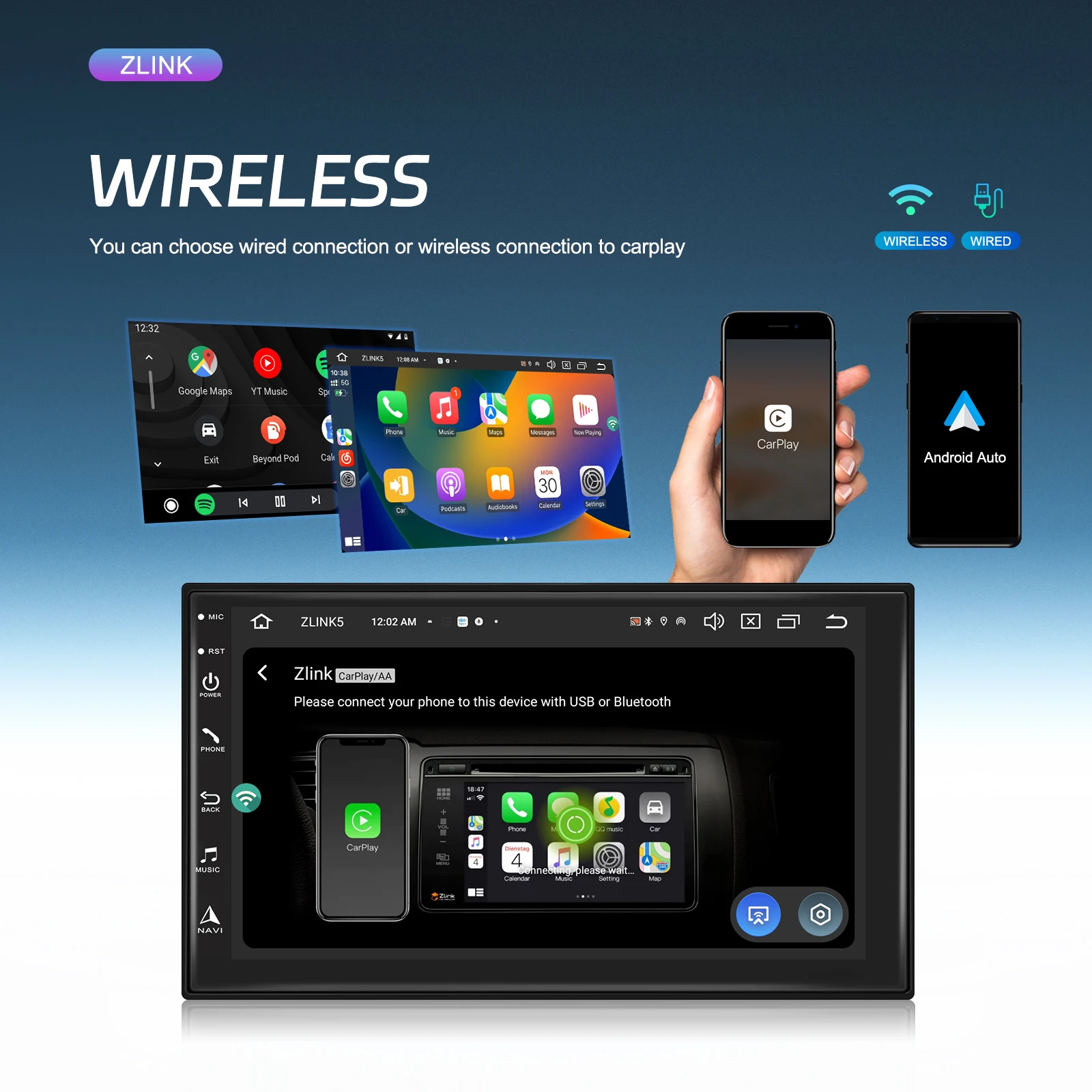 Podofo 8Core pemutar Multimedia Audio mobil, pemutar Multimedia Audio mobil 7 "/9" Untuk Nissan Toyota, Radio GPS 2 din Android Universal WIFI, GPS, 8Core 256G