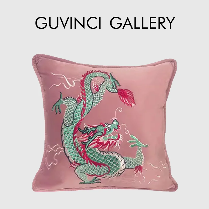 

GUVINCI Chinoiserie животное дракон наволочка 48x48 розовая уличная декоративная бархатная наволочка для дивана-кровати диван фермерский дом