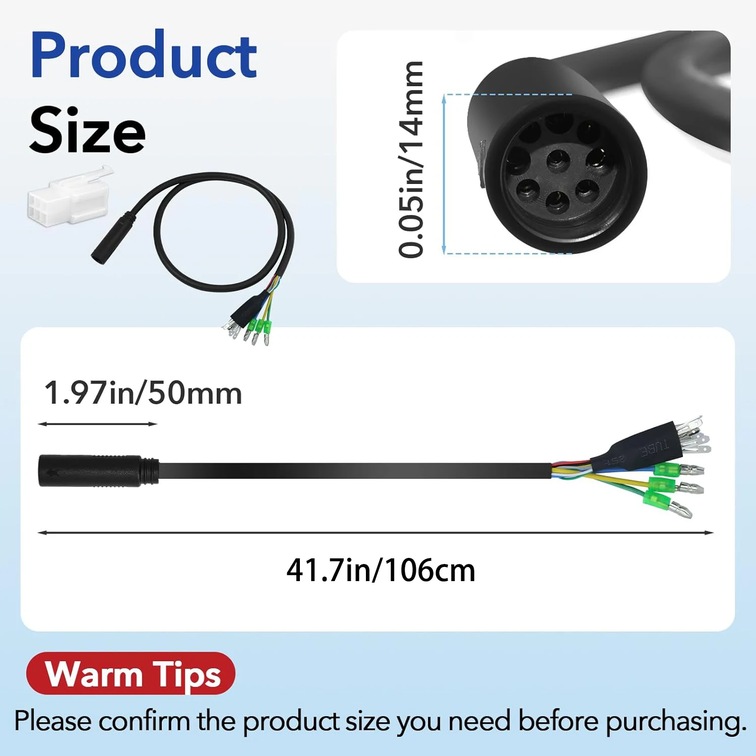 100cm Electric Bike Motor Extension Cable M6  Male-female 9 Pin Waterproof Extension Cable for Front Rear Hub Motor Conversion