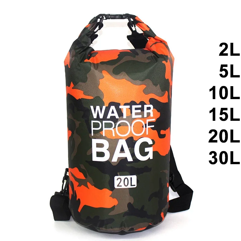 30l à prova dwaterproof água saco de natação seco camuflagem cores pesca barco caiaque armazenamento deriva rafting saco 2l 5l 10l 15l 20l