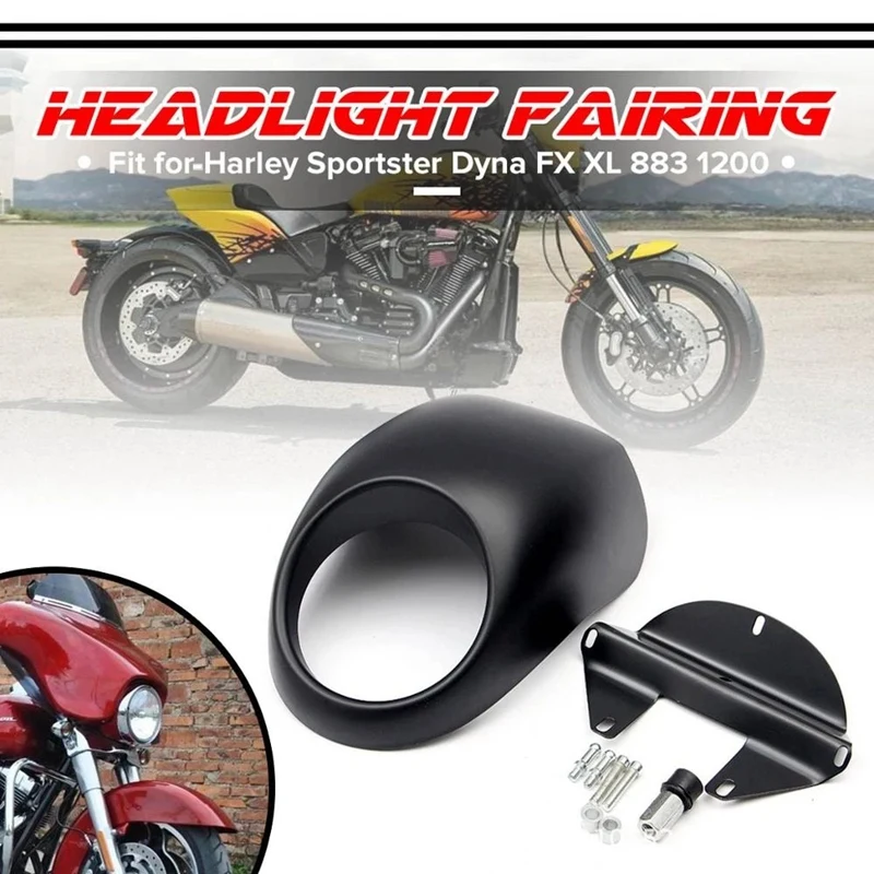 Motorcycle Headlight Fairing Head Light Lamp Protective Cover Retro Racer Windshield For 750 XL1200 883