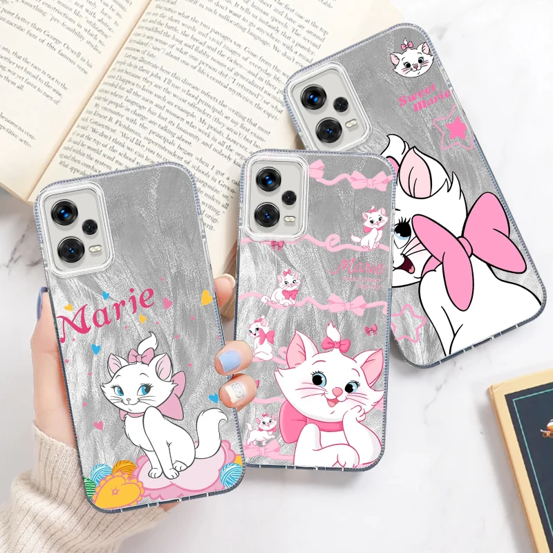 

Disney Mary Cat Cartoon Cute For Xiaomi Redmi Note 13 12 11 11S 10 10S 9 9S 8 Pro Plus Max 5G Feather Yarn Back Phone Case
