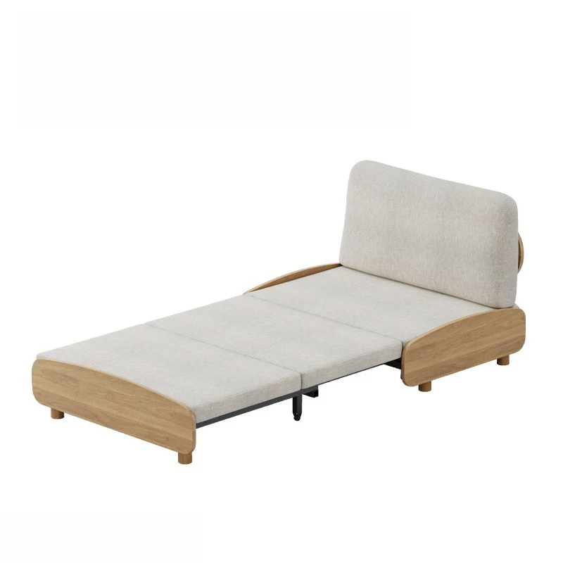 Solid wood sofa bed dual-purpose small apartment foldable single and double economical push-pull sitting and sleeping