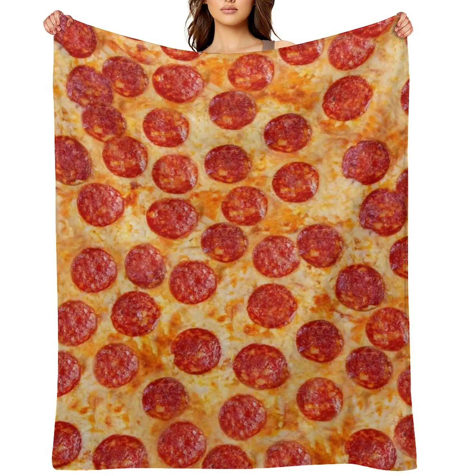 

Realistic Pepperoni Pizza Pattern Throw Blanket Large Blankets Sofas Of Decoration Personalized Gift Blankets For Baby Blankets