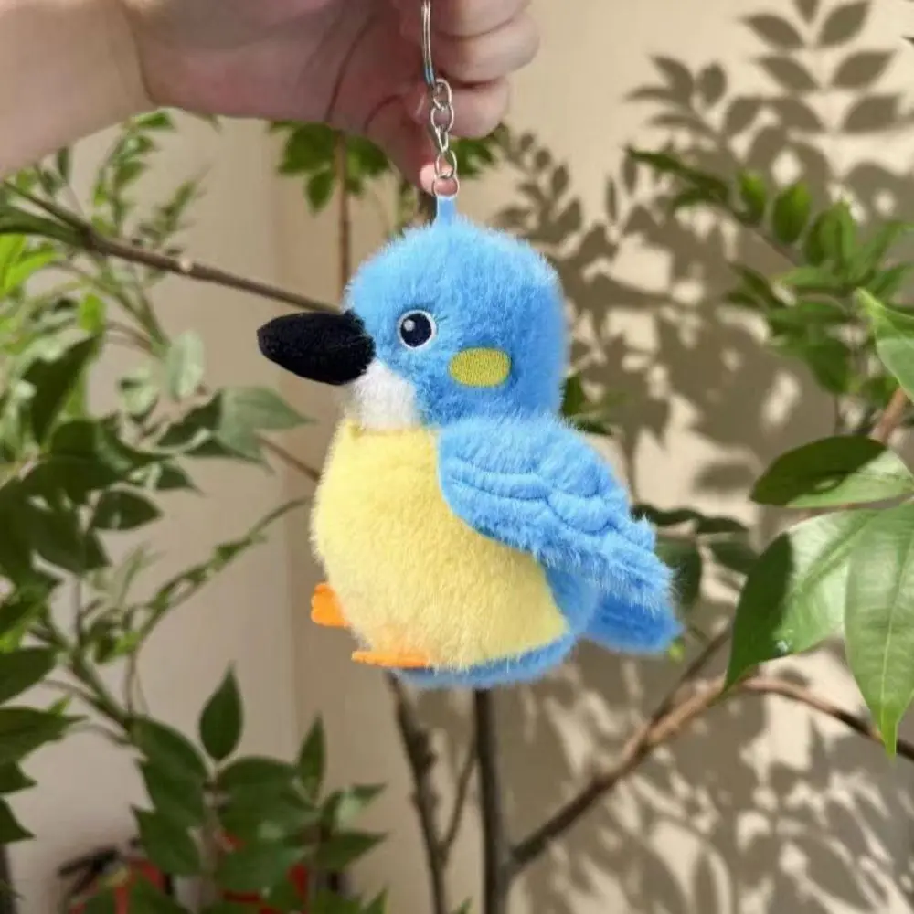 Kleurrijke schattige dierenvogel pluche sleutelhanger simulatie realistische papegaai pluche pop mus Kawaii harige vogels sleutelhangers tas hanger