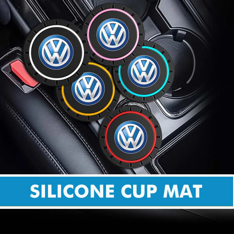

Valve Stems Caps For Volkswagen VW Car Coasters Water Cup Slots Non-Slip Mat Waterproof Drink Pad Scirocco Passat Polo B5 B6 B7