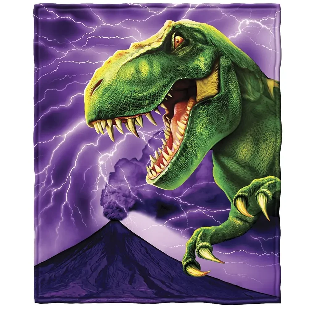 T-Rex Flannel Blanket for Bed,Jurassic Throw Super Soft Plush Dinosaur Throw Fleece Animal Throw