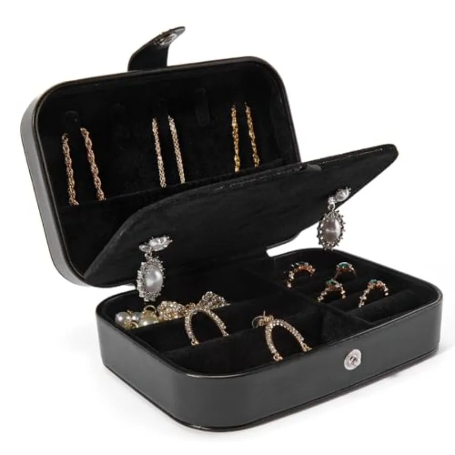 

Jewelry Box, PU Leather Small Portable Travel Case, 2 Layers Organizer Display Storage Holder Boxes for Rings, Earrings, Neckla