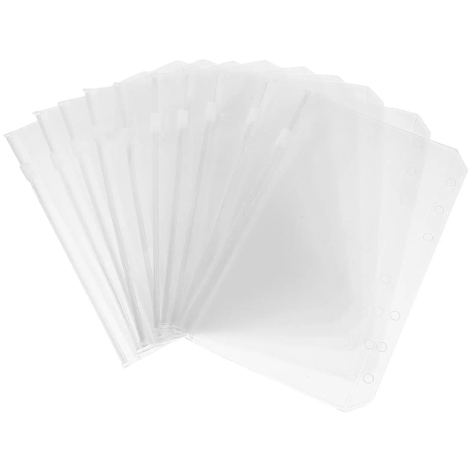 12Pcs A6 Binder Pockets PVC Zipper Bags Card Holder Files Daily Use Storage Lightweight Travel Office Reusable Leaf Pocket