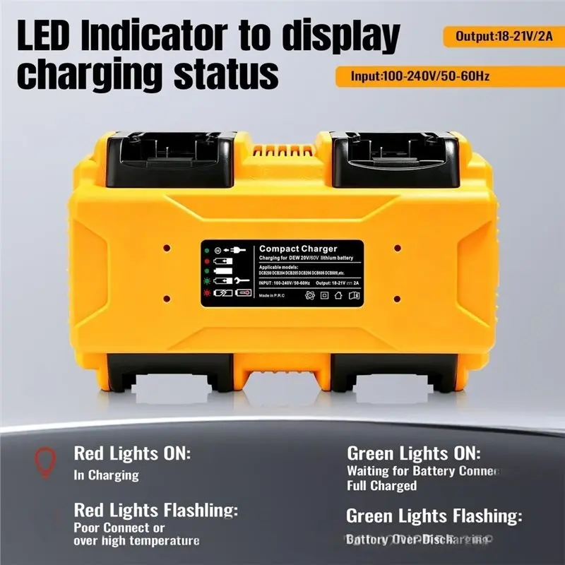LXYB18B 4-Port Fast Battery For 20V/60V Max US Plug