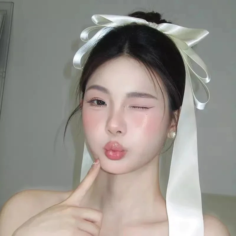 Women's Fashion Hair Clip Extra Long Bow Ribbon Hair Clip French Girly  Hair Clip Accessories Sweet Style Kawaii Hair Band