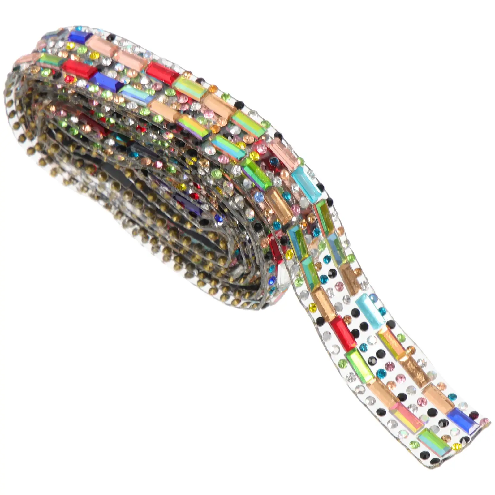 

1M Self Adhesive Rhinestone Ribbon 2 Rows Mixed Color 1 5cm Wide Glass Band Cuttable Trim Decorative Chain For Shoes Bags