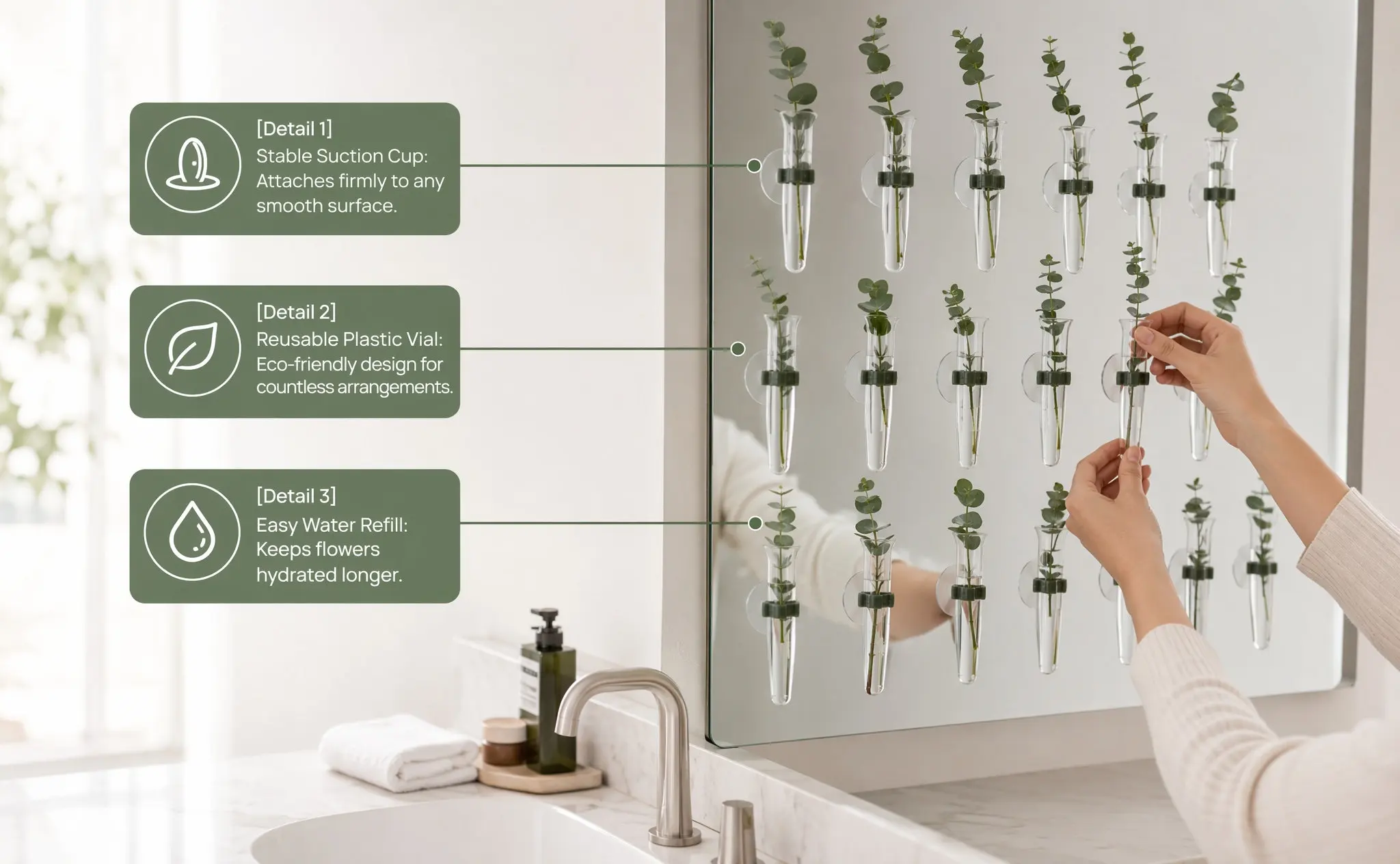 Flower Preservation Tubes 16 Pack Clear Plastic Floral Water Vials with Suction Cups for Orchid Hydration