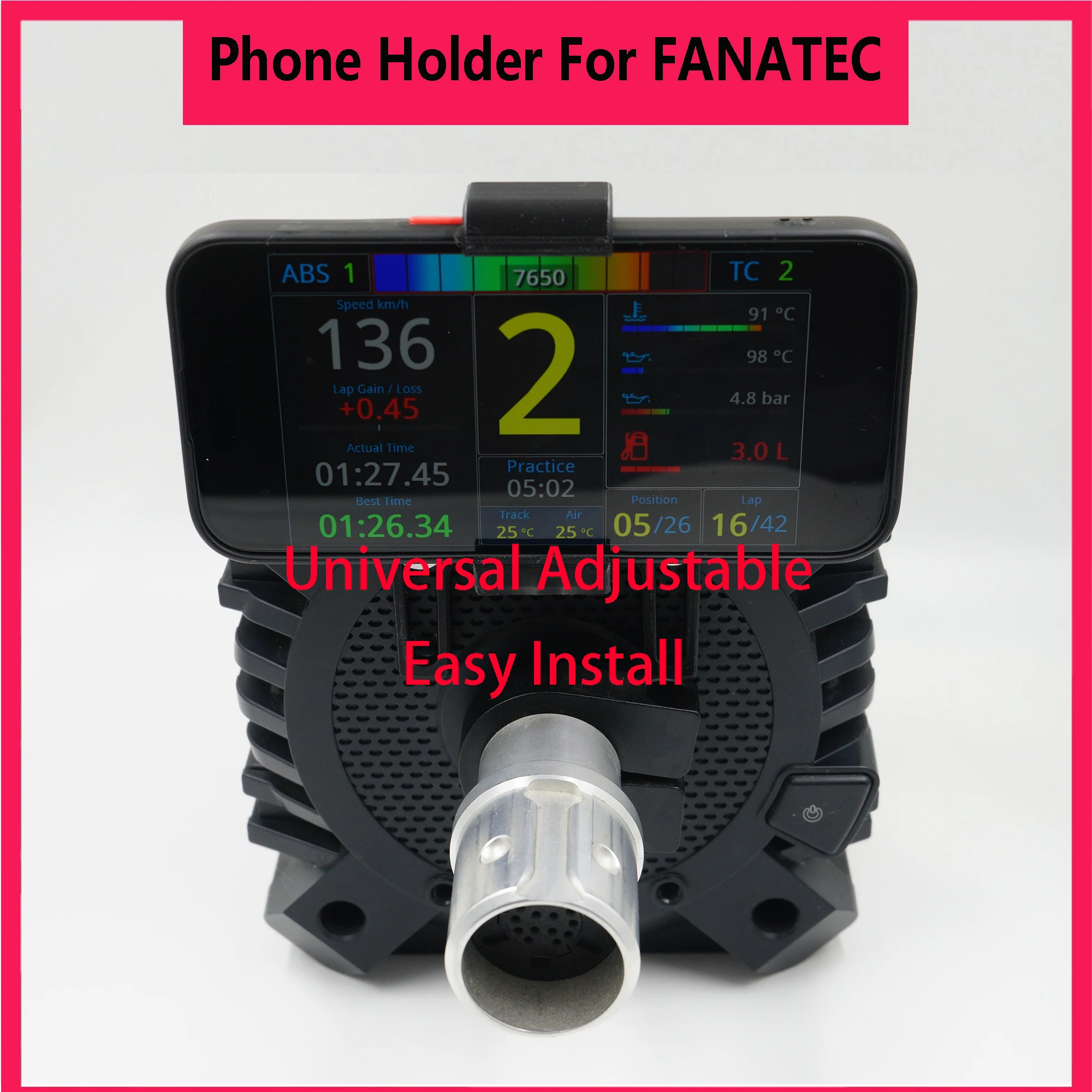 Supporto per telefono regolabile universale SIMPUSH compatibile con Base FANATEC-morsetto robusto, facile installazione