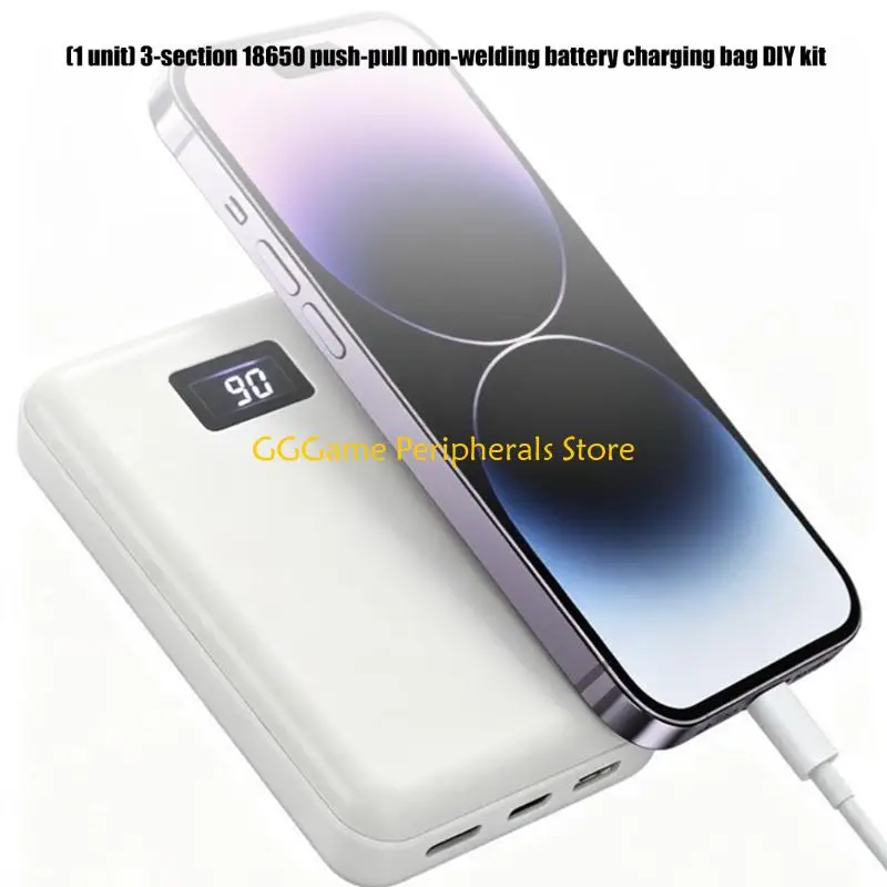 U55B Replacement 18650 Powerbank Housing Case, 3 Cell Sliding DIY Case No Battery