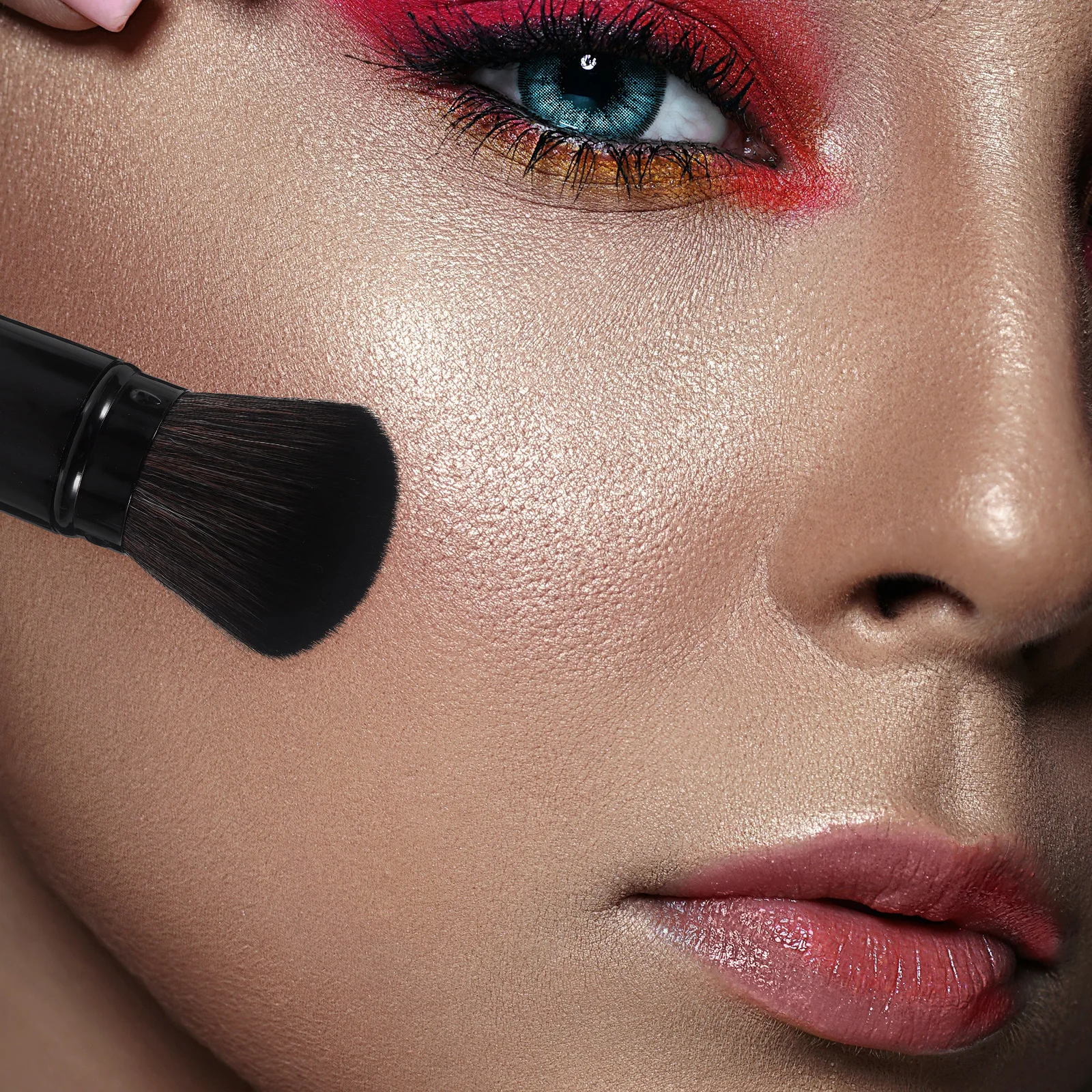 فرشاة أحمر الخدود الصغيرة ذات البودرة السائبة للسفر، أداة مكياج محمولة، فرشاة بودرة للنساء، لمسة نهائية للمكياج #5