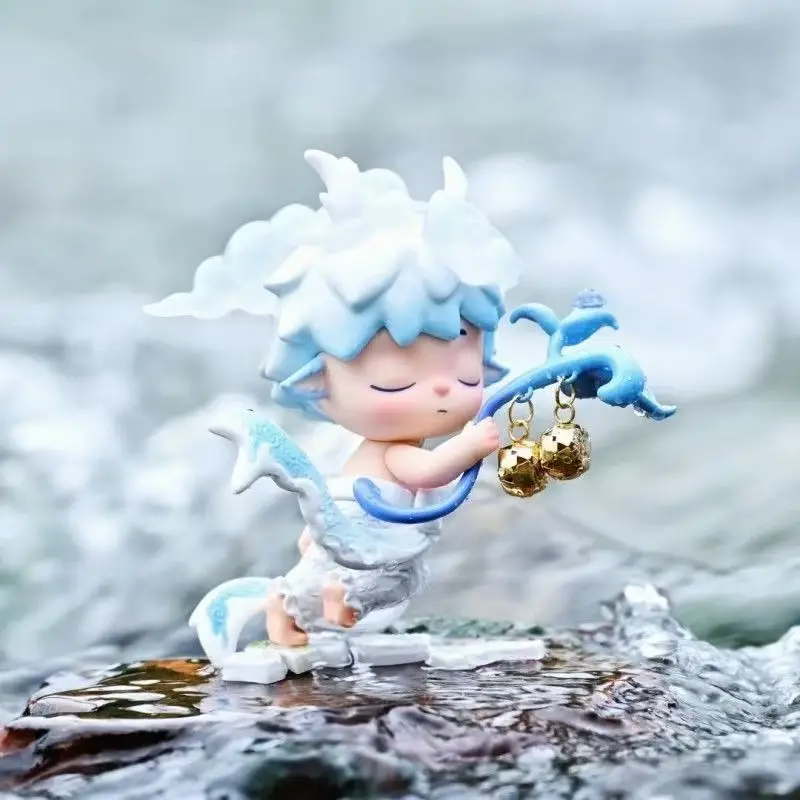 Mainan MIMI hitam asli baru, gaya Cina modern, kotak kejutan empat susunan waktu, mainan trendi, figurin lucu, hadiah figurin