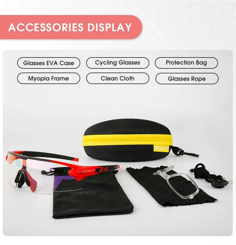 SCVCN Photochrome Fahrradbrille Sonnenbrille für Herren Fahrrad-Straßenbrille für MTB UV400 Brille Damen Rennrad Wanderbrille – Detail 17