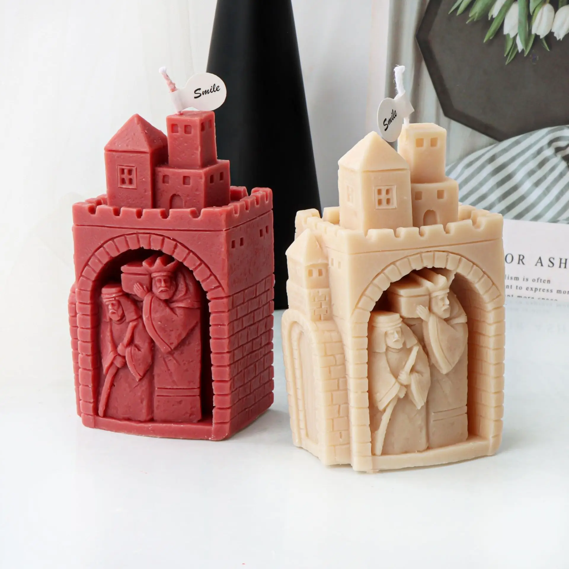 

Castle and Servant Silicone Mold Gypsum form DIY Handmade Plaster Candle Ornaments Handicraft Mold Hand Gift Making Kitchen Acce