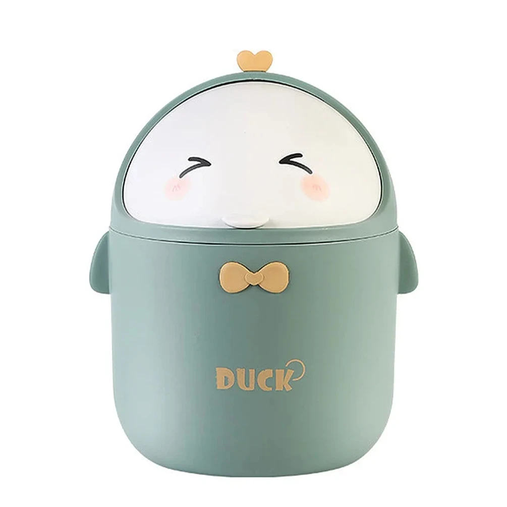 

Mini Desktop Trash Can with Lid Portable Cute Cartoon Office Trash Can Small Bathroom Trash Can for Bedroom Office Living Room