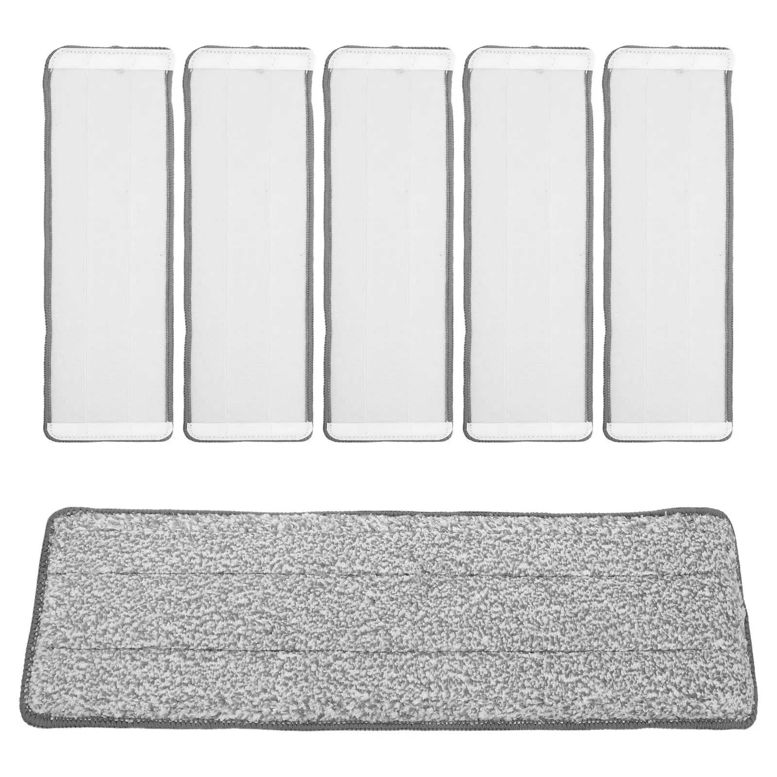 6Pcs Washable Reusable Flat Mop Replacement Pads 36x11cm Self-Adhesive Microfiber Cloths for Hardwood Tile Laminate Floor