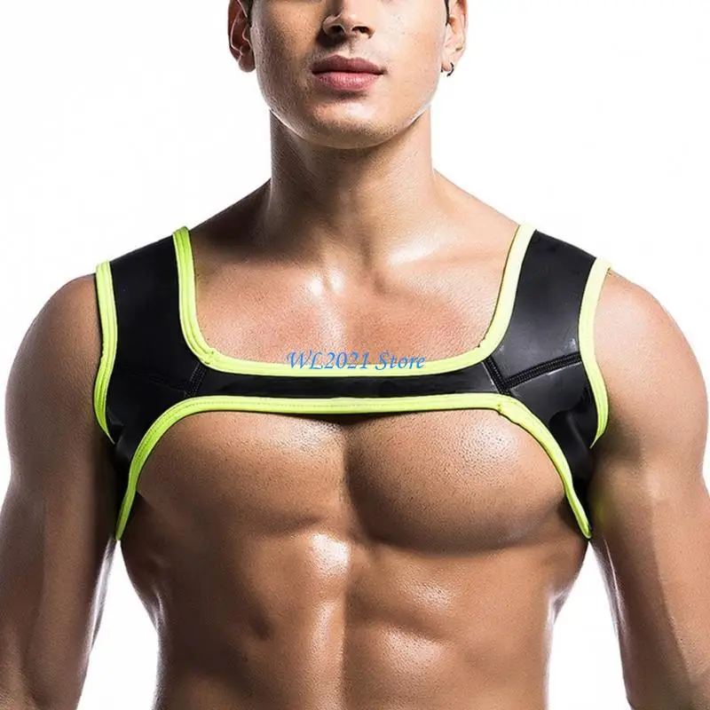 

G5GC Men Body Chest Harness Straps Muscle Protector Double Shoulder Support Brace