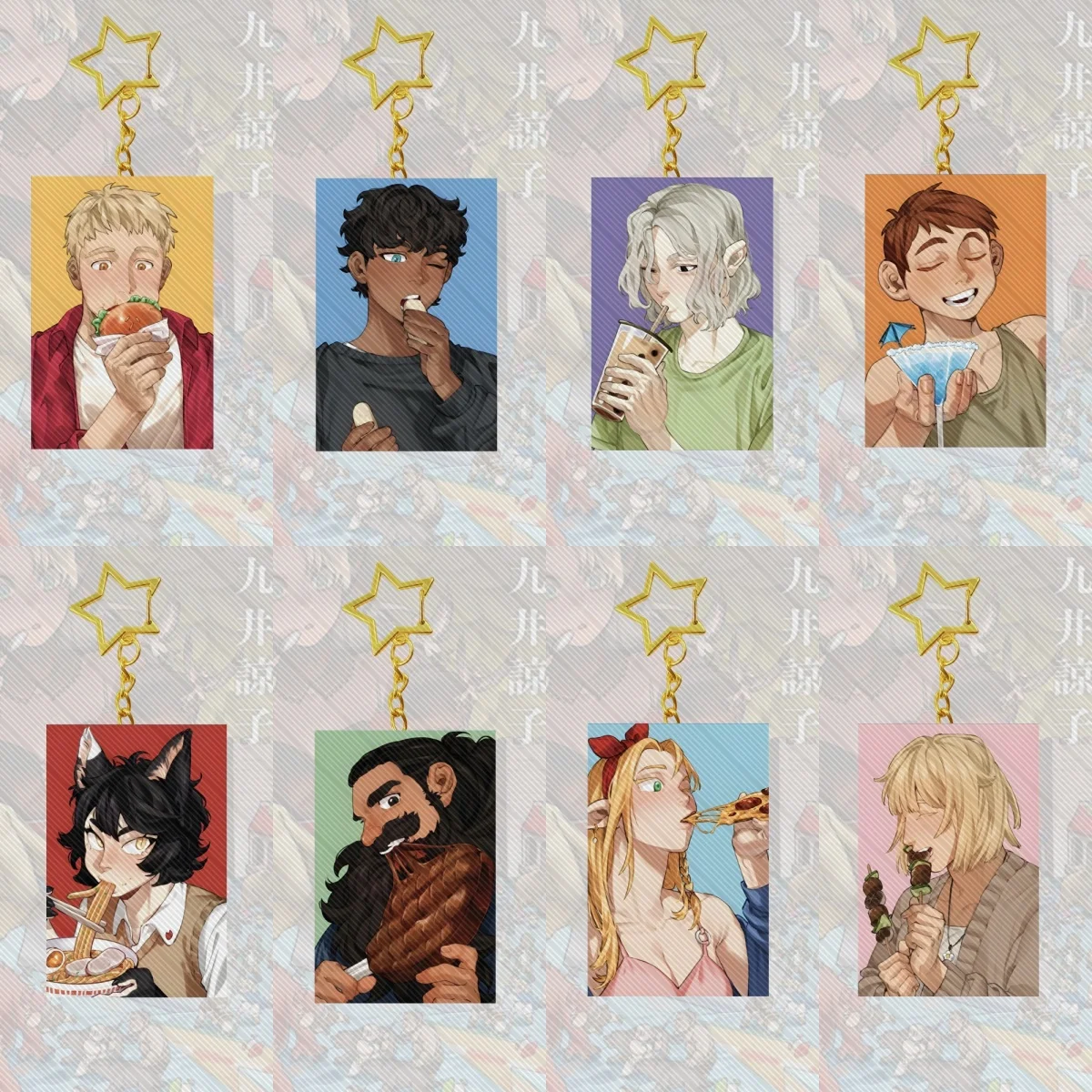 

6cm hot Anime Delicious in Dungeon Standing Acrylic Car Keychain Accessories KawaiiBag Charms Key Ring Fans Christmas Gift