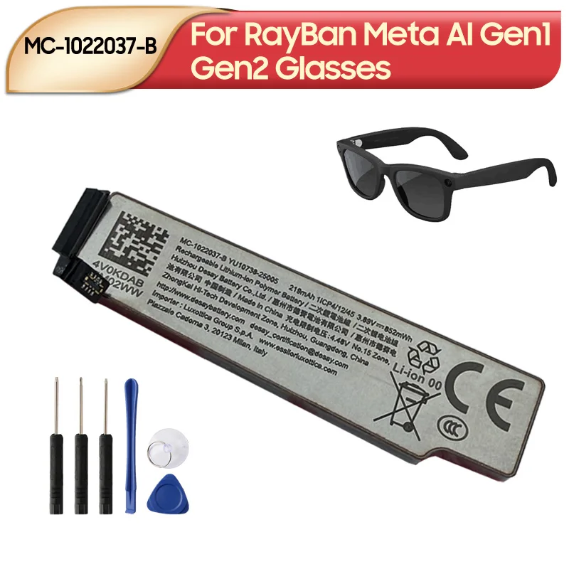 Premium Quality Battery MC-1022037-B For RayBan Meta AI Gen1 Gen2 Wayfarer Headliner Skyler Optics AI Glasses 219mAh
