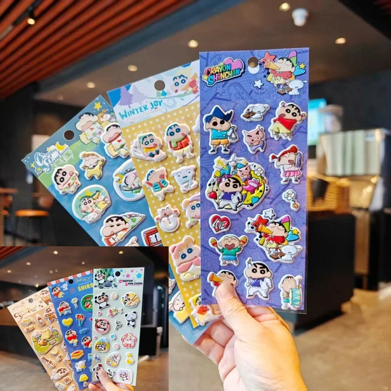 1 sheet Crayon Shin Chan 3D Double-Layer Cotton Bubble Sticker Cute DIY Phone Case Decoration Sticker Aesthetic School Sationery