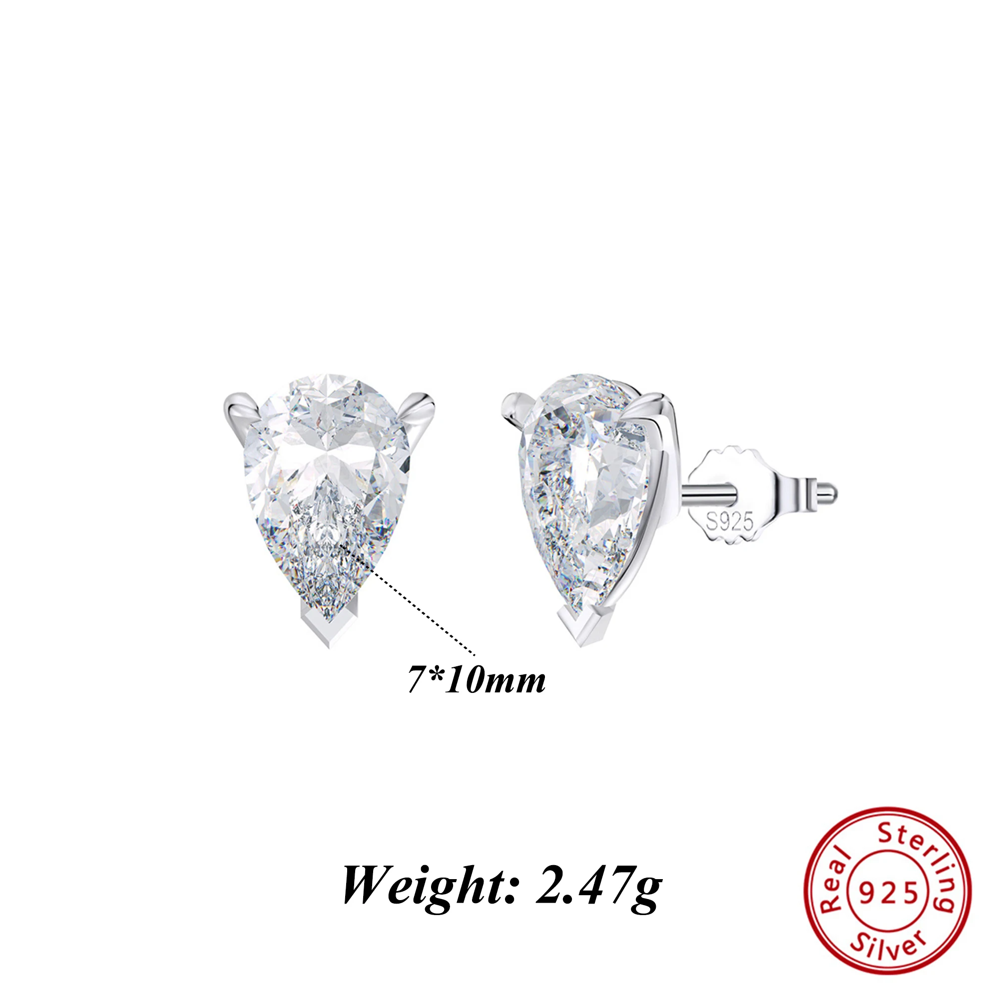 ORSA JEWELS 925 sterling zilveren oorknopjes met waterdruppel geslepen zirkonia steen, elegante en tijdloze sieraden voor dames LZE02 - afbeelding 2