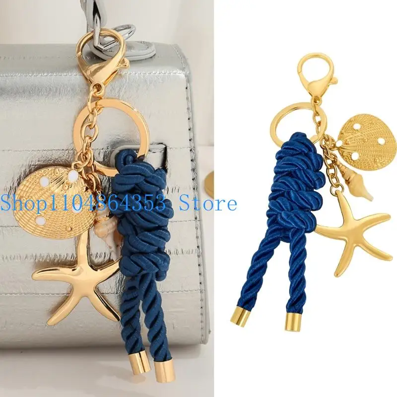 652F Premium Zinc Alloy Sea Creature Decorated Braided Keychain For Daily Use Gift