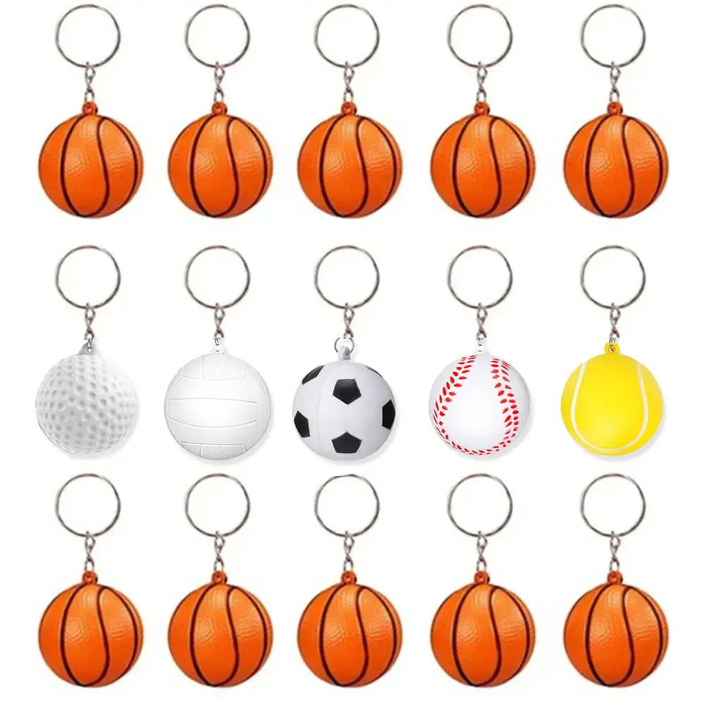 24 Pack Basketball Ball Keychains For Party Favors, Basketball Stress Ball, School Carnival Reward, Sports Centerpiece