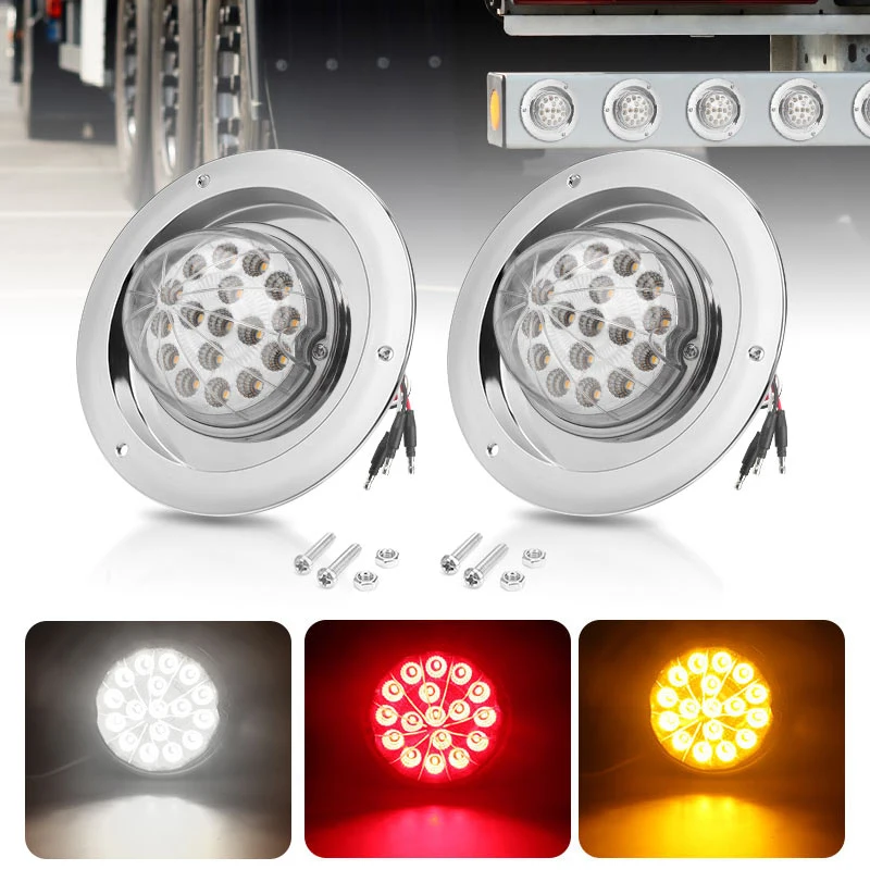 

Грузовик 17 светодиодных арбузных фонарей с фланцевой рамкой, кронштейн, боковой габаритный фонарь, указатель поворота для прицепа, грузовика, трактора, автобуса 12 В